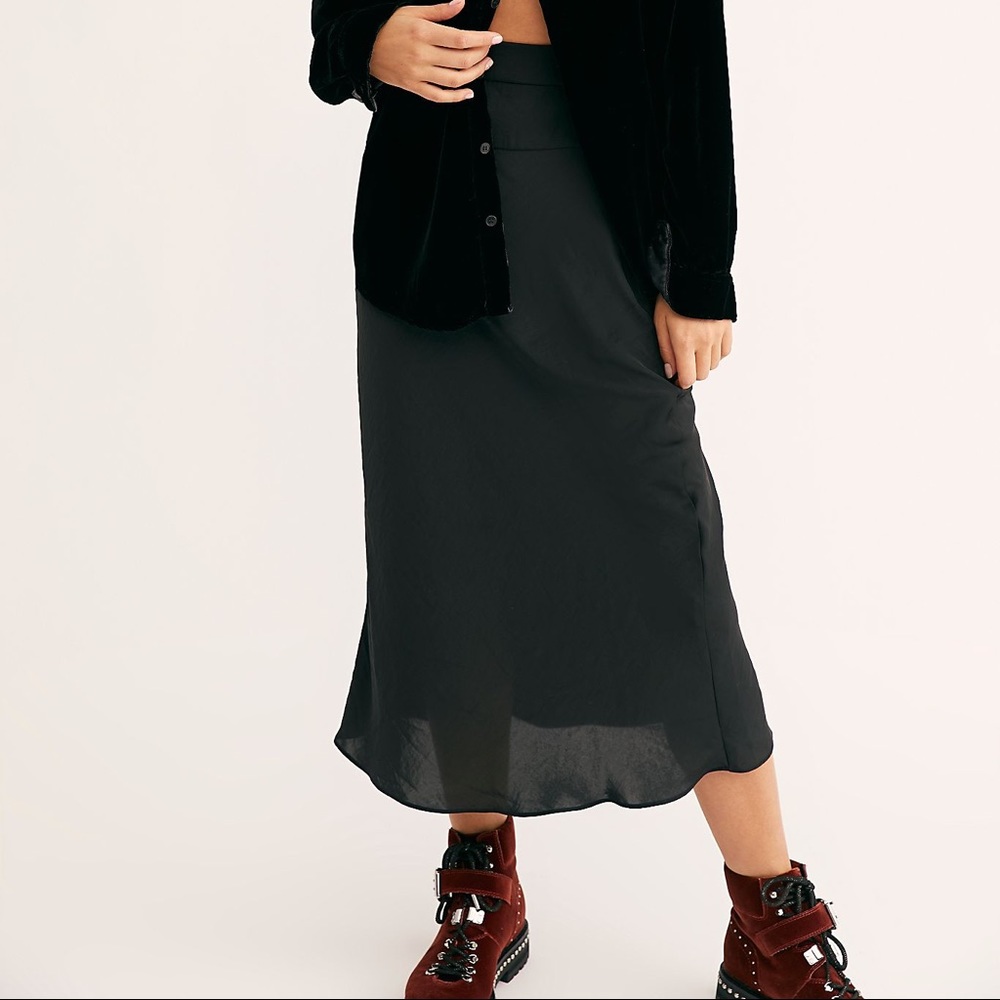 NWT Free People Normani Bias Skirt in black